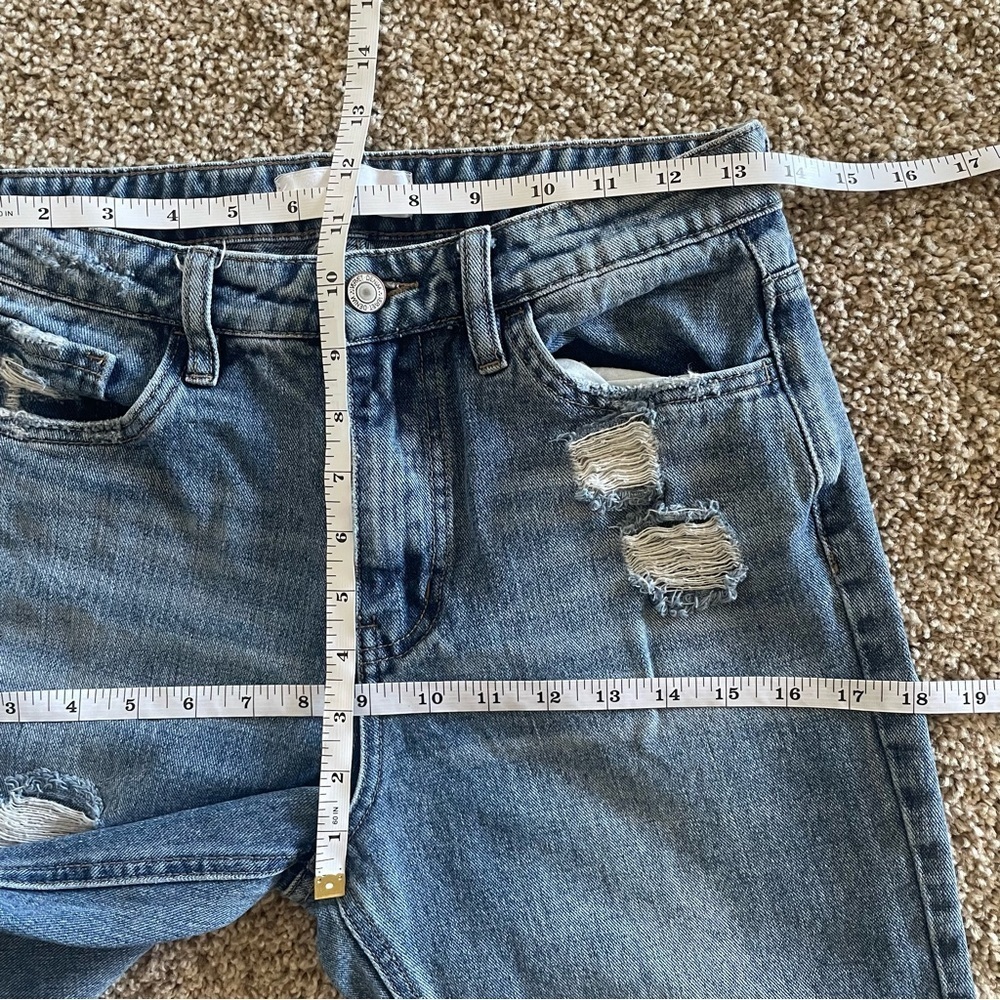 Vervet Jeans Womens 26 Blue Medium Wash Denim Mid Rise Tapered Distressed Ripped - Picture 10 of 12